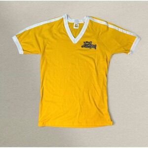 Vtg 90s Las Vegas Athletic Ringer Tee | Yellow Athletic Shirt | Men's Large
